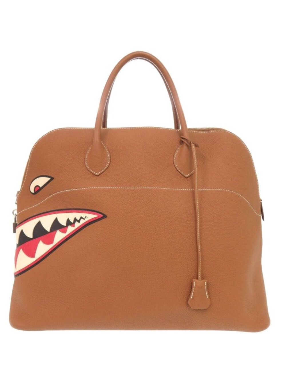 Hermes Bolide Shark 45 Togo Gold Silver Handbag Brown